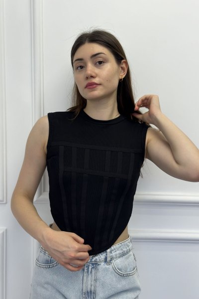 Kadın Sıfır Kol Korse Crop Top