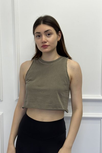 Kadın Yıkamalı Crop Top