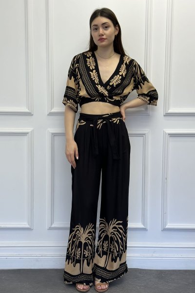 Kadın Etnik Desen Palazzo Takım