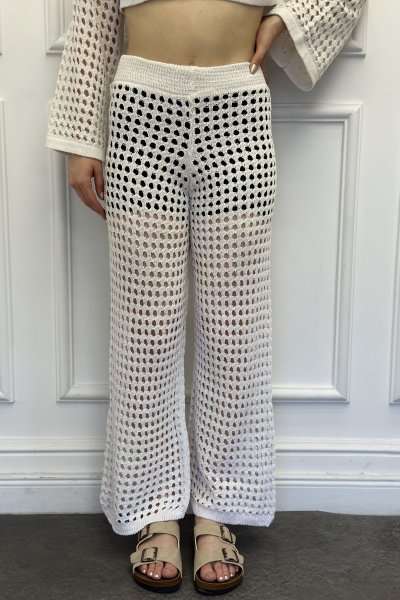 Kadın Ajurlu Bol Paça Pantolon