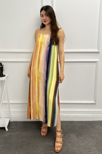 Degrade Desen Askılı Kadın Elbise