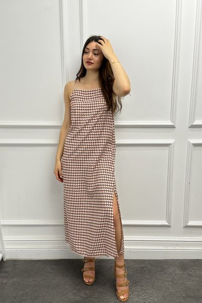 Askılı Desenli Kadın Elbise