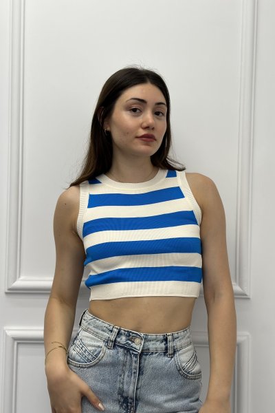 Geniş Çizgili Triko Kadın Atlet