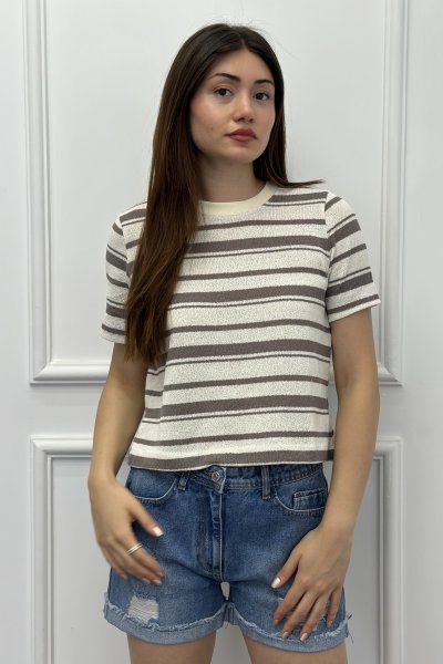 Bisiklet Yaka Kadın Dokulu Triko Bluz