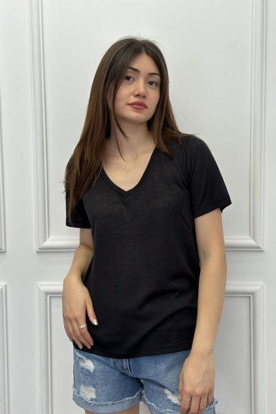 Keten Pamuk Karışımlı V Yaka Oriinal Bluz