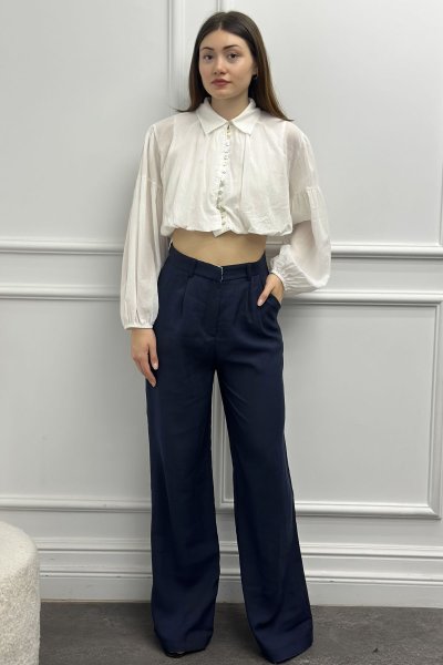 Yüksek Bel Geniş Paça Kadın Pantolon