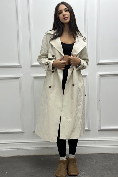 Klasik Düğmeli Kadın Trençkot