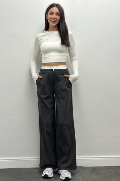 Bel Detaylı Vucüda Oturan Kadın Pantolon