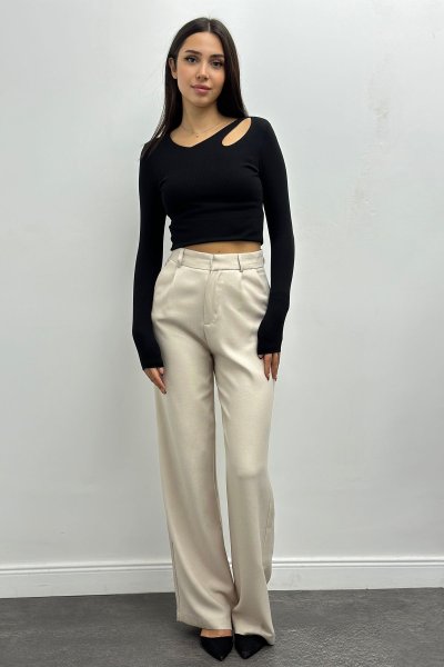 Hafif Likralı Pensli Kadın Palazzo Pantolon