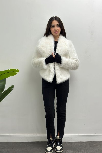 Kadın Muadil Agraflı Crop Kürk