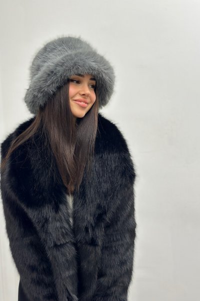 Tavşan Tüylü Peluş Bucket Kadın Şapka