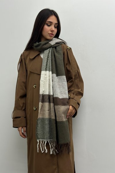 Yumuşak Dokulu Balık Sırtı Desenli Şal