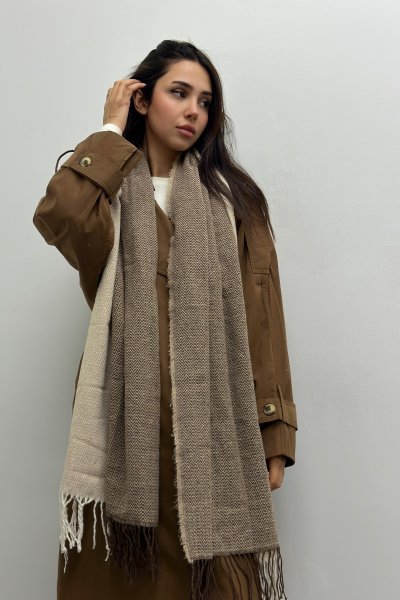 Yumuşak Dokulu Balık Sırtı Desenli Şal