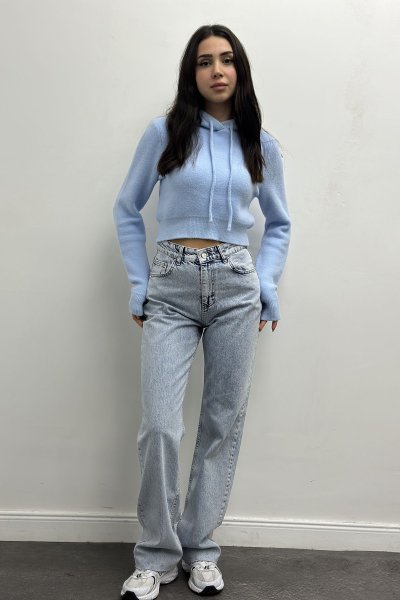 Kadın Yumuşak Dokulu Crop Kazak