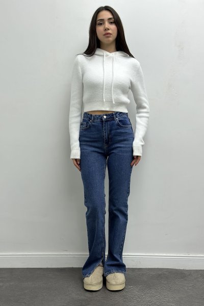 Kadın Yumuşak Dokulu Crop Kazak