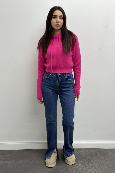 Kadın Yumuşak Dokulu Crop Kazak