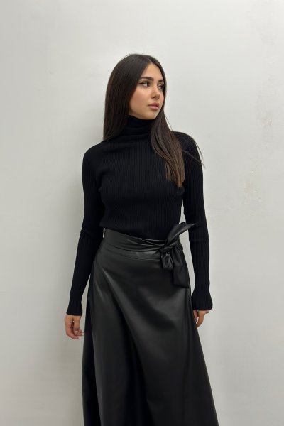 Balıkçı Yaka Fitilli Kadın Kazak