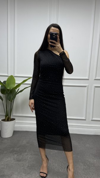 Kadın Taşlı Tül Elbise