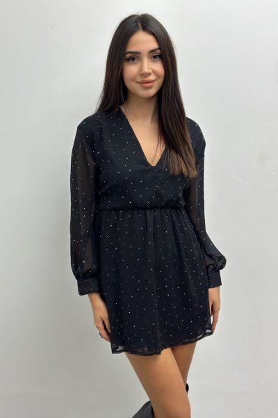 V Yaka Kuşaklı Kadın Elbise