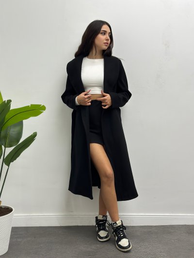 Kuşaklı Kaşe Pardesü