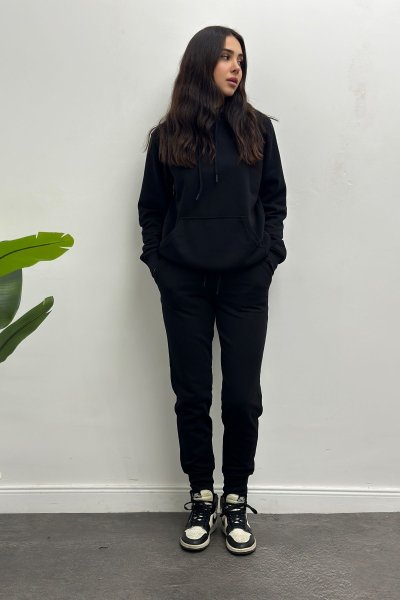 Düz Basic Kapşonlu Eşofman Takım