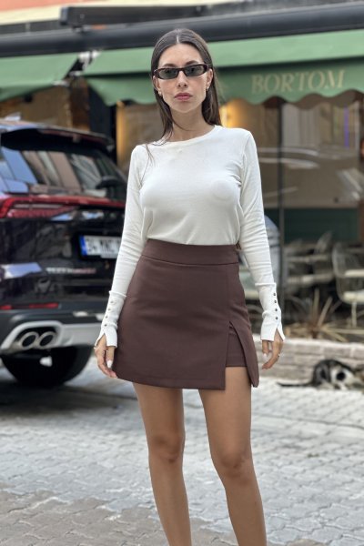 Kadın Önden Yırtmaçlı Şort Etek