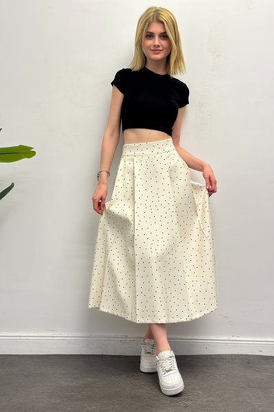 Kadın Puantiye Desenli Etek