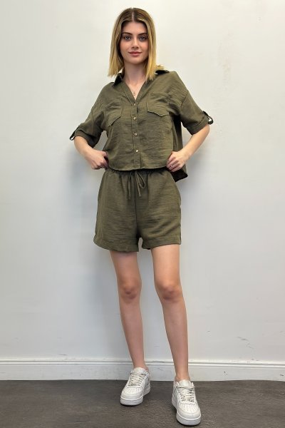 Kadın Keten Şortlu Takım