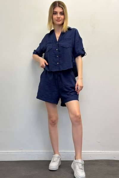 Kadın Keten Şortlu Takım