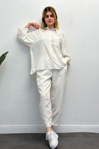 Kadın Oversize Keten Şalvar Model Takım