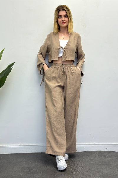 Kadın Tencel Bağlamalı Takım