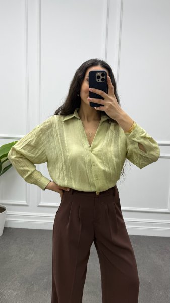 Kadın Transparan Detaylı Gömlek