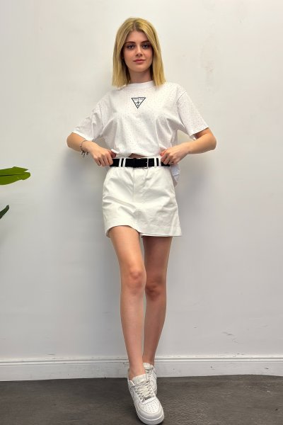 Deri Kemerli Şort Etek