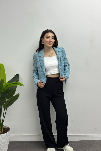 Kadın İnce Tuvit Detaylı Simli Ceket