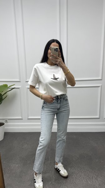 Kadın Boyfit Kesik Paça Orjinal Kot Pantolon