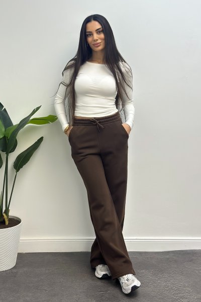 Kadın Bol Paça 3 İplik Şardonlu Eşofman