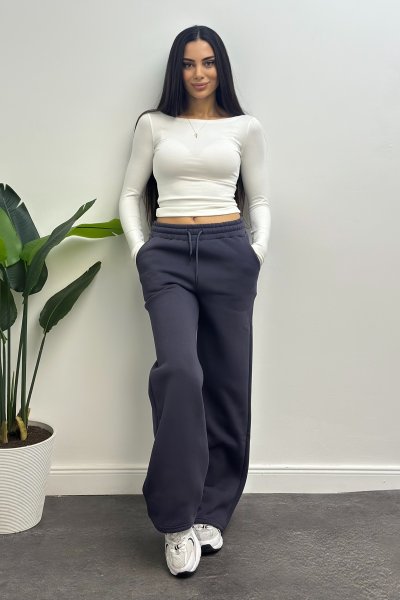 Kadın Bol Paça 3 İplik Şardonlu Eşofman