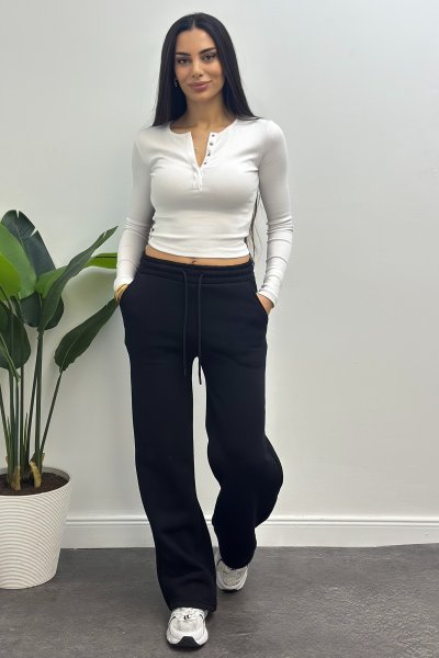 Kadın Bol Paça 3 İplik Şardonlu Eşofman