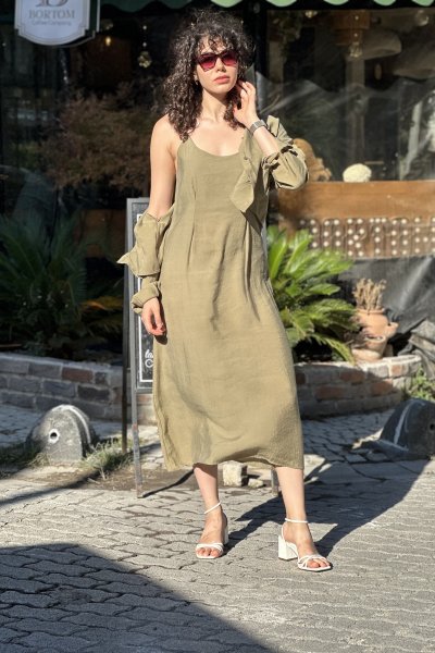 Kadın Modal Kumaş Gömlek Elbise Takım