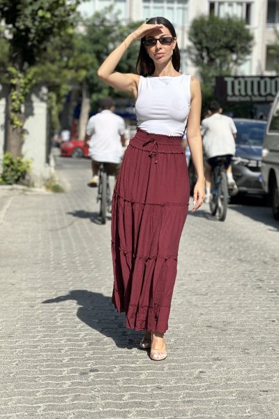 Kadın Gipe Kemerli Parçalı Etek