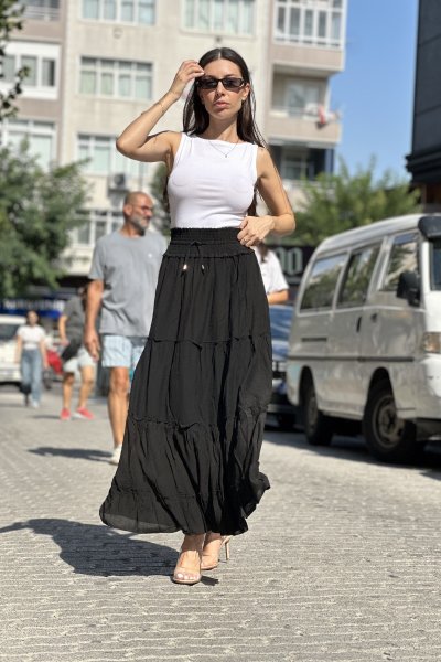 Kadın Gipe Kemerli Parçalı Etek