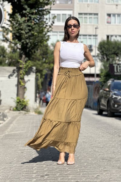 Kadın Gipe Kemerli Parçalı Etek