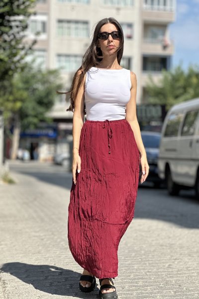 Kadın Biyeli Kırışık Etek