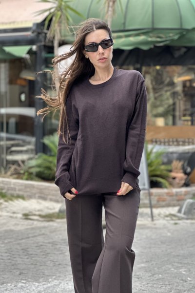 Kadın Bisiklet Yaka Yünlü Basic Triko Kazak