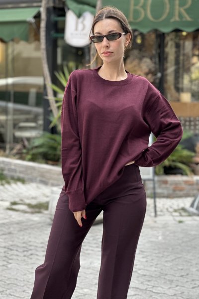 Kadın Bisiklet Yaka Yünlü Basic Triko Kazak