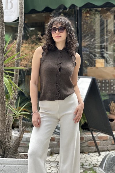 Kadın Dantel Örgü Triko Yelek