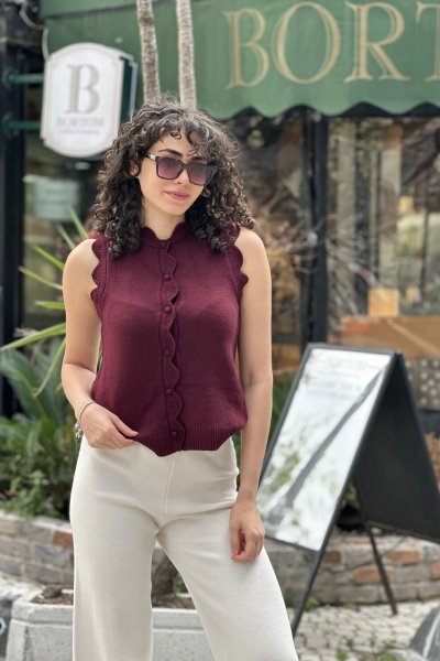 Kadın Dantel Örgü Triko Yelek