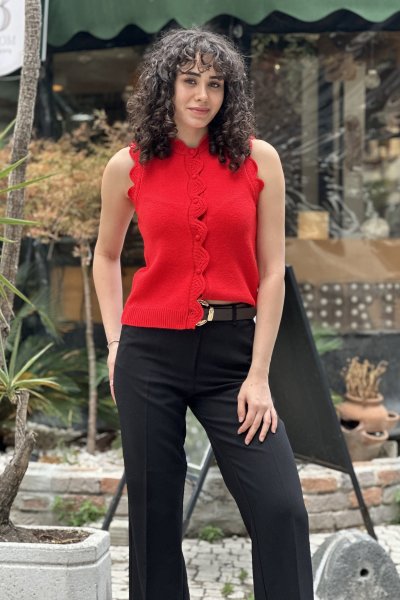 Kadın Dantel Örgü Triko Yelek