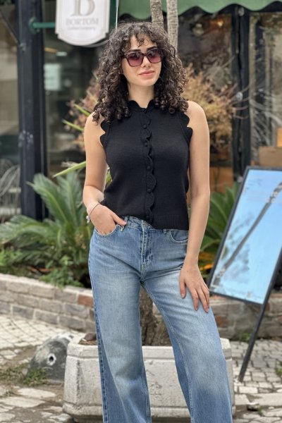 Kadın Dantel Örgü Triko Yelek