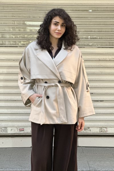 Kadın Kısa Kemerli Trençkot
